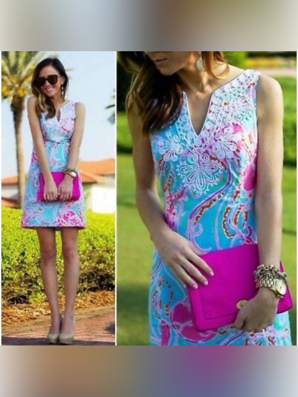 $228 Lilly Pulitzer Womens Blue Gabby Shift Dress Jellies Be Jammin SZ 10